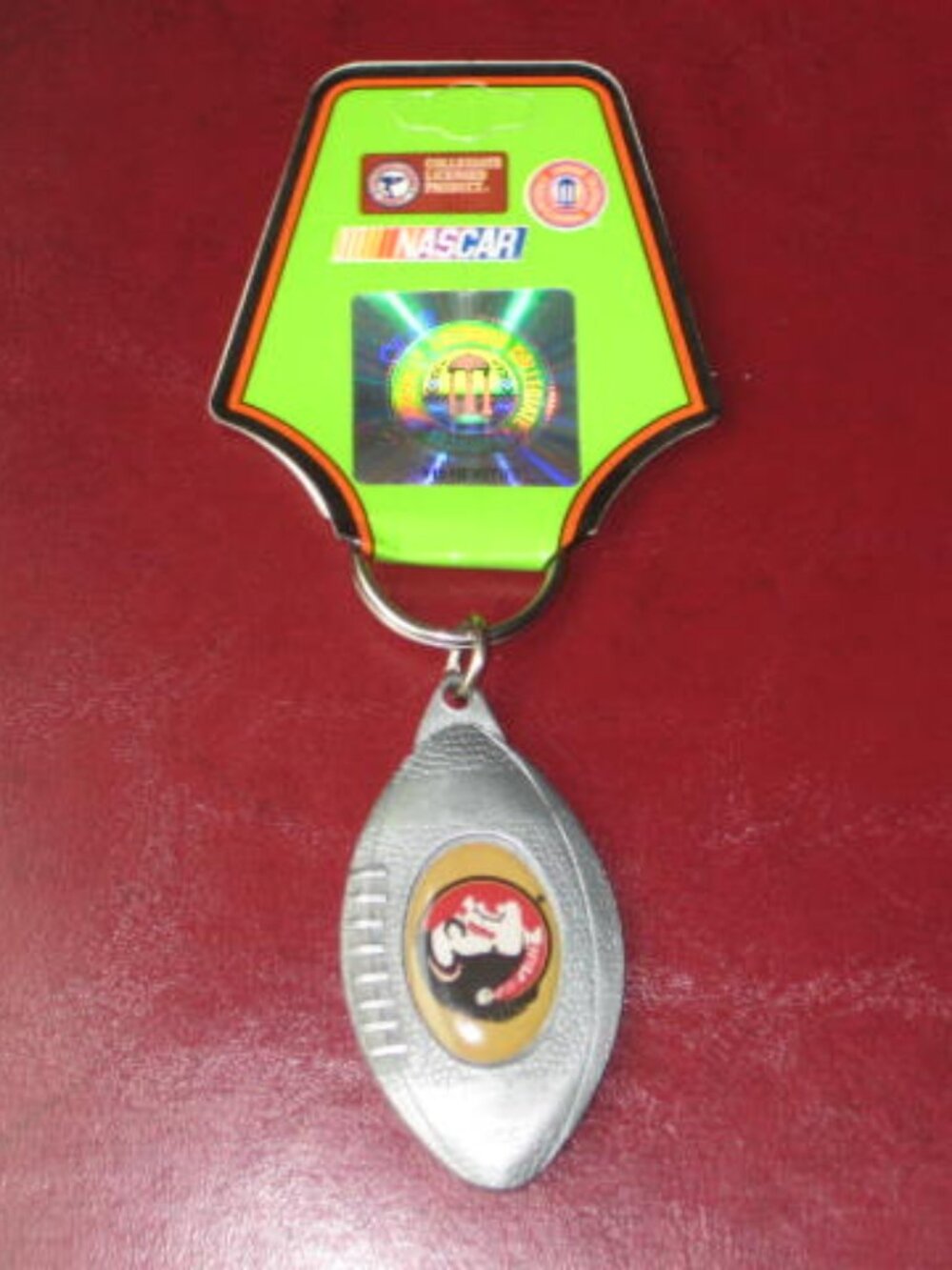 NWT Pewter FSU Florida State University Seminoles Keychain Key Bergamot Pendant